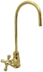 Handmade Unlacquered Brass Bar Kitchen Faucet, Cold Water Single Hole, Traditional Cross Handles - Brass Drinking Water Dispenser Faucet - Unlacquered Brass One Handle Faucet by Unknown