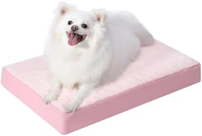 KSIIA Orthopedic Dog Bed Waterproof Dog beds for Medium Dogs Deluxe Plush Washable Pet Mat with Egg Crate Foam & Removable Cover, 29 x 18 Inch, Pink by KSIIAPetProducts