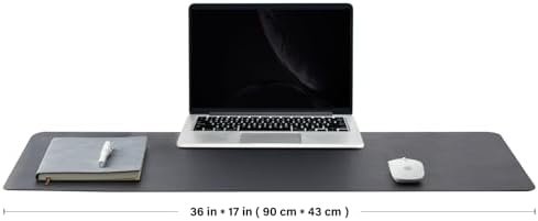 HOMIEAZICOZI Leather Desk Mat - Non-Slip PU Desk Pad for Office and Home - Desk Organization and Accessories - Ideal for Large Mouse Pad and Desk Mats on Top of Desks (Black,36''x 17'') (DPD-B-L) - Image 2