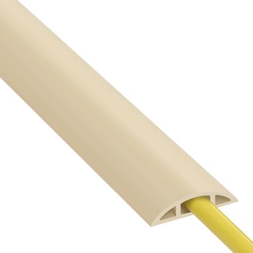 ZhiYo 4ft Cord Hider Floor for 1 Small Wire, Soft PVC Cord Covers for Wires on Floor, Wire Cover to Hide Power Cords, Cable Cover Protect Cords, Cable Cavity: W0.47in x H0.28in Ivory Beige by ZhiYo