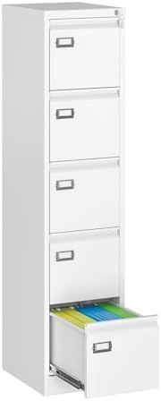 MIIIKO 5 Drawer File Cabinet with Lock, Metal Vertical Filing Cabinets for Home Office,File Folders Storage Cabinet for Letter Legal A4 File Size by MIIIKOOfficeFurniture