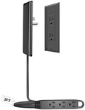 CABOCASA 3FT Flat Plug Extension Cord 3 Outlets Black Downward by CABOCASA