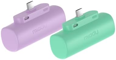 Miady 2-Pack Mini Portable Charger Built-in USB C Connector Small PowerBank by Miady