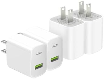 4 Pack USB C Charger Block, Dual Port Type C Wall Charger Fast Charging by DENGWENQIANG