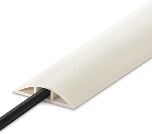 10FT Floor Cord Cover, Beige Cord Hider, Durable Cord Covers, Cable Floor Cover, Floor Cord Protector, Hide Cords, 10 Inches Length, 0.47" W x 0.24" H by LZEOY