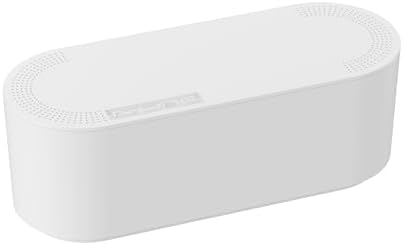 D-Line Cable Management Box, Power Strip Holder, Floor Outlet Hider, Desk Cord Organizer, Cover TV Wires, 12.75" (L) x 5" (W) x 4.5" (H), for use with Power Strips up to 10.5in Length - Small, White by D-LineUSAinc