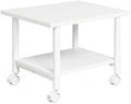 HOOBRO Printer Stand, 2-Tier Industrial Under Desk Printer Cart with Shelf, Mobile Heavy Duty Storage Rack on Wheels for Home, Office, White WW02PS01G1 by HOOBRO