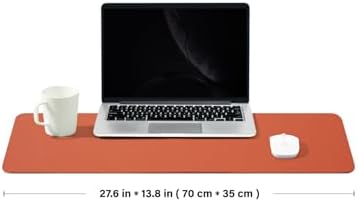 Leather Desk Mat - Non-Slip PU Desk Pad for Office and Home - Desk Organization and Accessories - Ideal for Large Mouse Pad and Desk Mats on Top of Desks (Orange,27.6"x 13.8") - Image 2