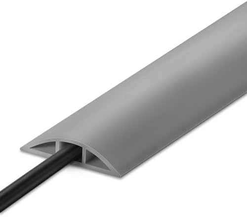 10FT Floor Cord Cover, Grey Cord Hider Floor, Durable Cord Covers for Wires on Floor, Cable Floor Cover Power Cord Cover, Floor Cord Protector Hide Cords on Floor Cord Cavity: 0.47" W x 0.24" H by LZEOY