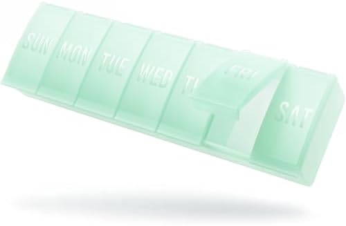 Barhon Large Weekly Pill Organizer, Big Vitamin Organizer Case for 7 Day, Travel Medicine Pill Box to Hold Various Supplements and Fish Oil, Macaron Green by Barhon