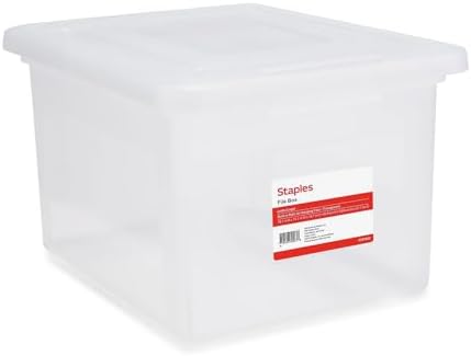 Staples Hanging File Folder Box, Storage Bin Organizer, Snap Lid, Clear by Staples