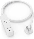 Flat Plug Extension Cord with 3 Outlets - 3 ft White Low Profile Indoor 3 Prong Grounded Power Strip - 16/3 AWG, 13A/1625W for Indoor Cable Organization & Space-Saving by LitStar