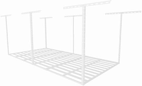 SunsGrove 4x8 Overhead Garage Storage Rack Organization, Adjustable Ceiling Mounted Storage Racks, 800LBS Weight Capacity, 22"-40" Ceiling Dropdown, White by SunsGrove