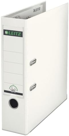 Leitz Plastic Lever Arch File, 90 Percent Recycled Card, 30 Percent Pre-Consumer Recycled Plastic, with Thumbhole and Rado Rings, 80mm Spine 600 Sheet Capacity, White, 10101001 by Leitz