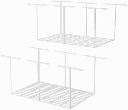 SunsGrove 4x6 Garage Storage Overhead Rack Organization, Adjustable Ceiling Mounted Storage Racks, 800LBS Weight Capacity, 22"-40" Ceiling Dropdown, 2 Pcs, White by SunsGrove