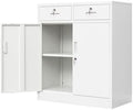 Wanfu Metal Storage Cabinet, Locking Storage Cabinet with Adjustable Shelf, 36" H Metal Cabinets with 2 Drawers for Office, Garage, Home-White by Wanfu