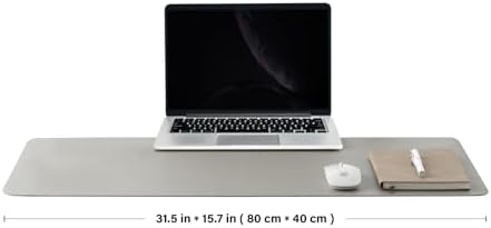 HOMIEAZICOZI Leather Desk Mat - Non-Slip PU Pad for Office and Home Organization Accessories Ideal Large Mouse Mats on Top of Desks (Silver,31.5''x 15.7'') (DPD-Sil-M) - Image 2