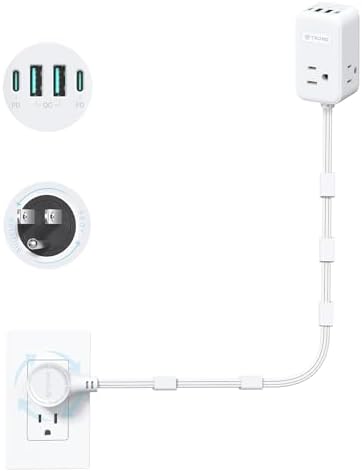 TROND Electrical Outlet Extender 360° Rotating Plug with 20W USB C, 36in by TRONDOfficial