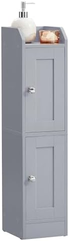 VASAGLE Small Storage Corner Floor Cabinet, 2 Doors, Dove Gray by VASAGLEbySONGMICSHOME
