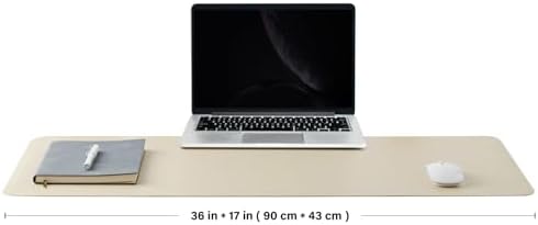 Leather Desk Mat - Non-Slip PU Desk Pad for Office and Home - Desk Organization and Accessories - Ideal for Large Mouse Pad and Desk Mats on Top of Desks (Beige,36"x 17") - Image 2