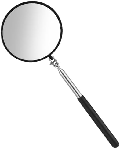 Telescoping Inspection Mirror, 360 Rotation Flexible Inspection Mirror Circular Inspection Mirror with Retractable Handle Round Inspection Mirrors for Checking Vehicle Condition(Dia-4 Inch) by Unknown