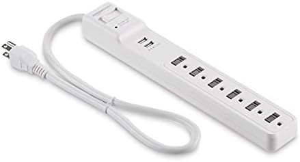 Amazon Basics Power Strip Surge Protector with 6 Outlets,2 USB Ports,1000 Joule Protection,6 Foot Extension Cord,Rectangle,White,(Pack of 6) - Image 2