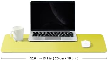 Leather Desk Mat - Non-Slip PU Desk Pad for Office and Home - Desk Organization and Accessories - Ideal for Large Mouse Pad and Desk Mats on Top of Desks (Lemon Yellow,27.6"x 13.8") - Image 2