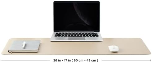 HOMIEAZICOZI Leather Desk Mat - Non-Slip PU Pad for Office and Home Organization Accessories Ideal Large Mouse Mats on Top of Desks (Champagne Gold,36''x 17'') (DPD-CG-L) - Image 2