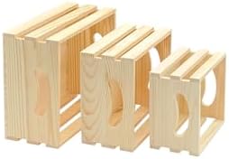 Set of 3 Wooden Pallet Crates Nesting Unfinished Wood Trays Storage for DIY Crafts (Large Size 9.4 x 7.8 x 4.3 in) - Image 4