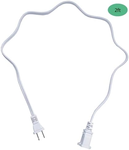 2 Foot Extension Cord, Small White Extension Cord for Indoor Use,2 Prong - Image 5