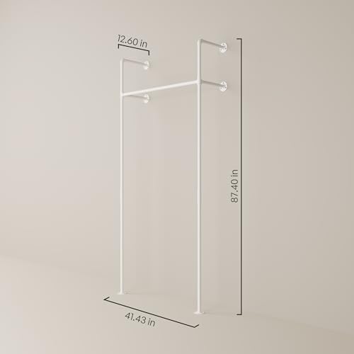 pamo White Clothing Rack Wall Mounted – 41" W × 87" H, 309 lbs - Image 2