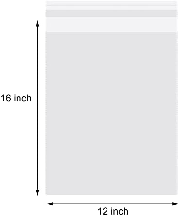 50pcs 12x16 Inch Resealable Poly Clear Bags for Packaging Clothing & T Shirts Self Sealing Bags - Image 2