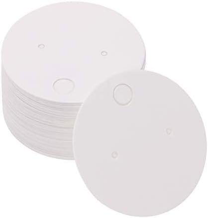 Shapenty 4cm Diameter Small Round Blank Kraft Paper Ear Studs Earring Display Cards Price Label Tag Jewelry Cards Holder, 50PCS (White) by Shapenty