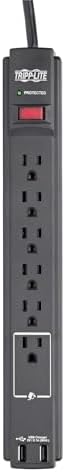 Eaton Tripp Lite TLP606USBB 6 Outlet Black Surge Protector with USB & USB-C - Image 4