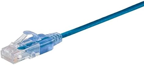Monoprice Cat6A Patch Ethernet Cable - 14 Feet - Blue | UTP, 30AWG, 10G, Pure Bare Copper, Snagless RJ45, for Computer Networking Cable, LAN, Modem, Router - SlimRun Series by Monoprice