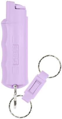 Sabre Pepper Spray with Quick Release Keychain for Self Defense – Maximum Police Strength OC Spray with UV Marking Dye, Twist Lock Safety, Finger Grip, 10‑Second Spray, 14‑ft Range, Made in USA by SABRE