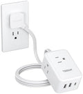TESSAN Small Flat Plug Power Strip, Ultra Thin Extension Cord 5 ft, White by TESSAN
