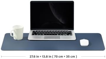 Leather Desk Mat - Non-Slip PU Desk Pad for Office and Home - Desk Organization and Accessories - Ideal for Large Mouse Pad and Desk Mats on Top of Desks (Dark Blue,27.6"x 13.8") - Image 2