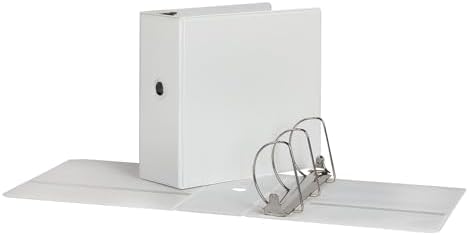 Cardinal 3 Ring Binder, 5 Inch Heavy Duty XtraLife Binder, Locking Slant-D Rings, Crack-Resistant Cover & Spine, ClearVue Covers with Shelf Pull, Holds 1,100 Sheets, White (26350) - Image 6