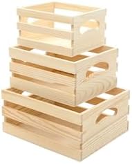 Set of 3 Wooden Pallet Crates Nesting Unfinished Wood Trays Storage for DIY Crafts (Large Size 9.4 x 7.8 x 4.3 in) - Image 3