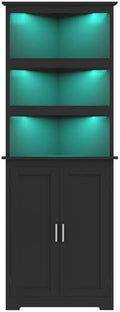 TEENFON Corner Cabinet, Tall Corner Hutch with 5 Shelves & 2 Doors, Bathroom Cabinet with Adjustable Shelf, for Living Room, Kitchen, Bathroom, Black by TEENFON