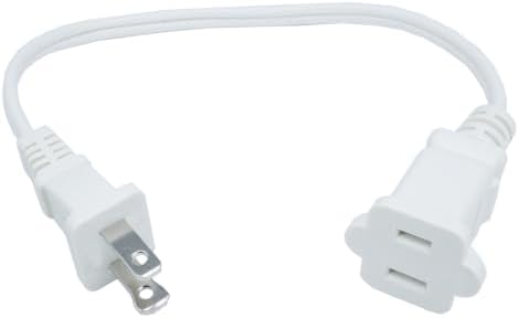 Short Extension Cord 1 Ft, 18 AWG Small 2 Prong Power Cord Cable, White Male to Female Outlet Saver for Indoor Use, 1 Foot AC Power Extensions Cable with NEMA 5-15P to NEMA 5-15R Connector by Musunpara