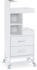 BarberPub Salon Trolley Cart, Rolling Cart with Tool Holders 2496 (White) by BarberPub