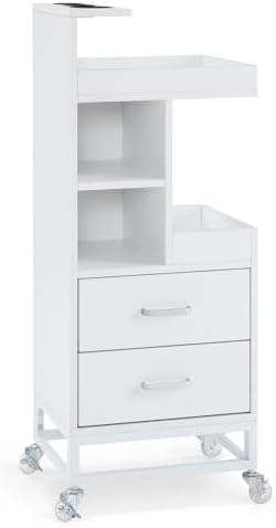 BarberPub Salon Trolley Cart, Rolling Cart with Tool Holders 2496 (White) by BarberPub