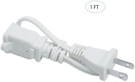 Short Extension Cord 1 Ft, 18 AWG Small 2 Prong Power Cord Cable, White Male to Female Outlet Saver for Indoor Use, 1 Foot AC Power Extensions Cable with NEMA 5-15P to NEMA 5-15R Connector - Image 2