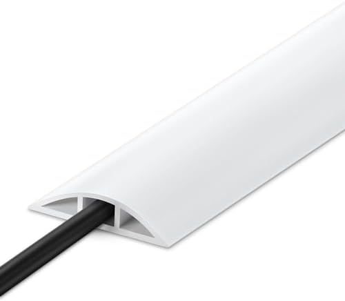 10FT Floor Cord Cover, LZEOY White Cord Hider Floor, Cable Floor Cover Power Cord Cover, Durable Cord Covers for Wires on Floor, Floor Cord Protector Hide Cords on Floor Cord Cavity: 0.47" W x 0.24" H by LZEOY