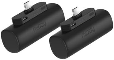 Miady 2-Pack Mini Portable Charger Built-in USB C Connector Small PowerBank by Miady