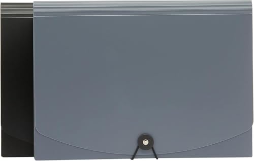 Amazon Basics Expanding File Folder, Document Organizer with 13 Pockets, Letter Size, Waterproof, Black & Gray, 12-Pack by AmazonBasics