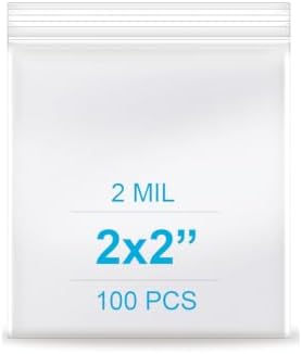 2''x 2'', (Pack of 100) 2 mil Thick Clear Plastic Reclosable Zip Poly Bags with Resealable Lock Seal Zipper for Photo, Jewelry, Bakery, Treats, Travel, Storage, Packaging & Shipping by Enbreey