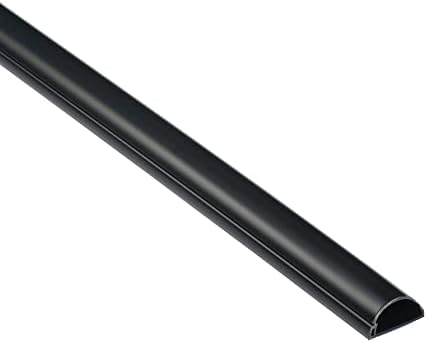 D-Line Half Round Cord Hider, Patented Cable Cover, Hide TV Wall Mount Wires, Raceway for Cords, Decorative Wire Covers, Paintable, Adhesive Cable Concealer, 1x 0.78in W x 0.39in H x 39in L, Black by D-LineUSAinc